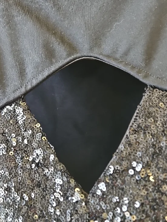 bebe Black Sequin Sleeveless Crop Top with Keyhole Sz Large - Picture 5 of 6